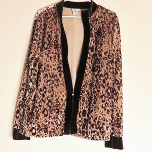 Women's Leopard Jacket W/Chocolate Brown Trim